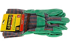 Перчатки STAYER "MASTER" рабочие, искусственная кожа, зеленые, XL